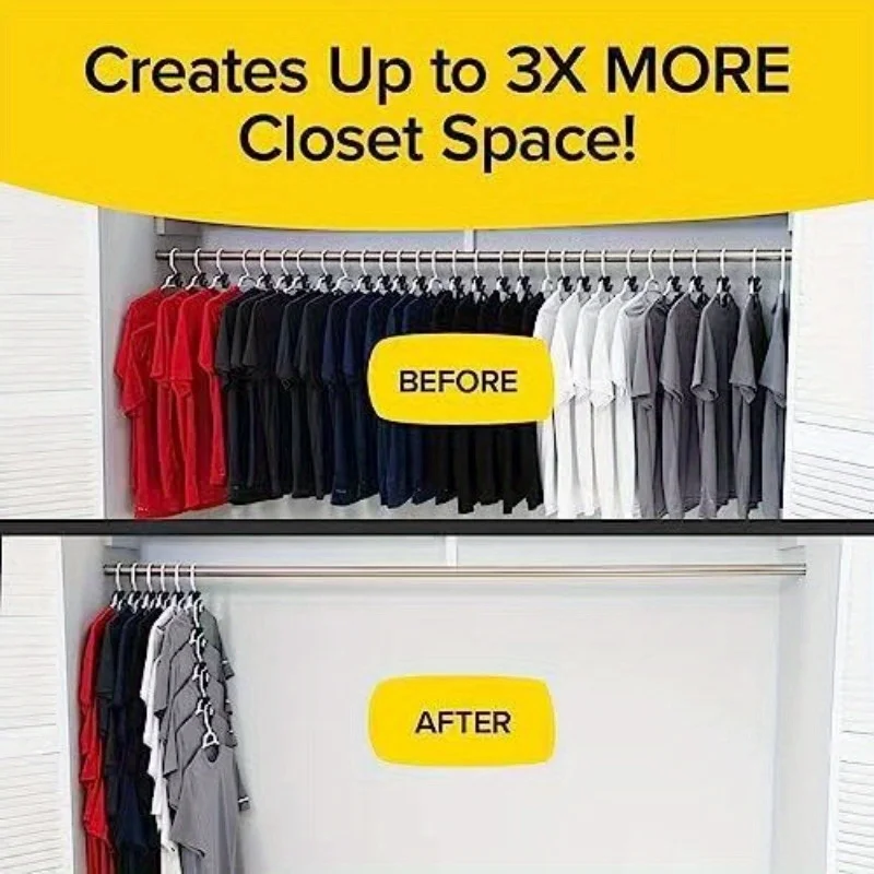 6/12/18pcs Triangle Multi-function Plastic Hanger Link Stackable Folding Hook Wardrobe Hanger Clothing Storage Rack image 3
