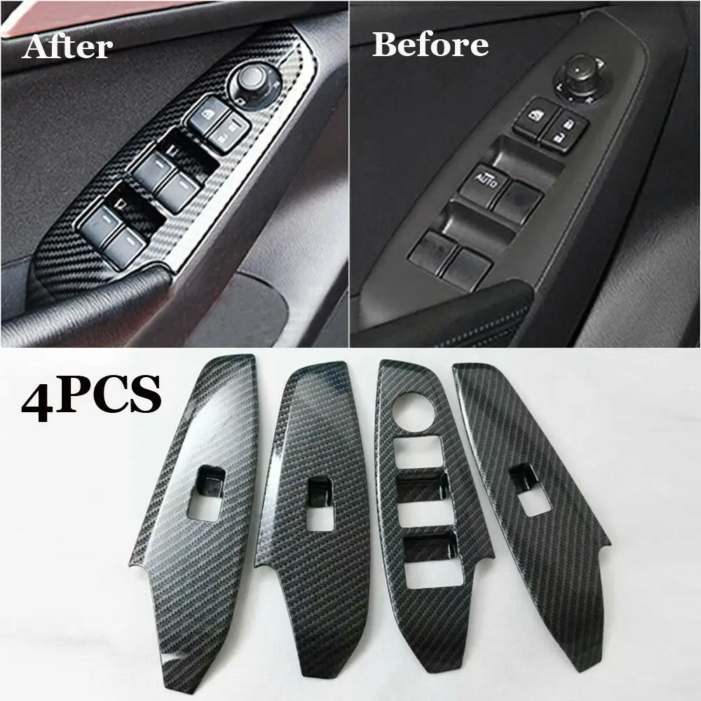 for MAZDA 3 Axela 2017 Carbon Fiber Door Handle Power Window Lift Switch Button Cover Trim Frame Sticker Accessories