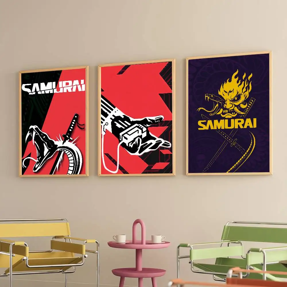 Band Samurai C-Cyber-punkS Poster Prints Self Adhesive Home Suitable for Living Room Decor Decoration Wall