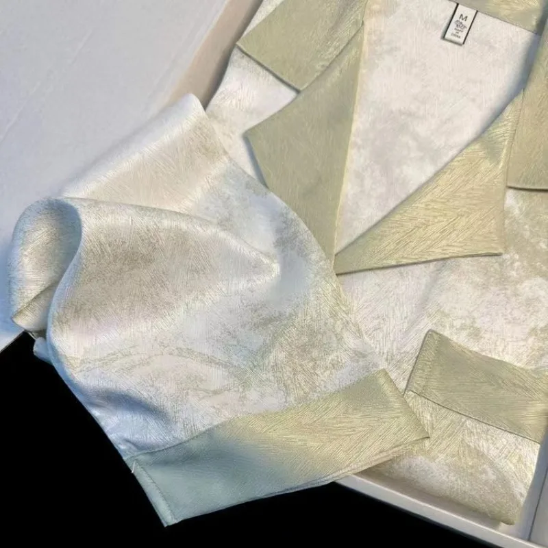 Women Spring Autumn Long Sleeved Loungewear Ice Silk Sleepwear Suit 2024 New Fashion Sweet Pajamas Set Casual Loose Girls Nighty