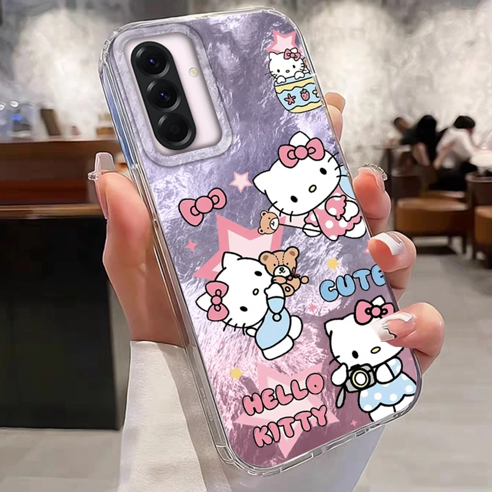 Casing Kartun Kucing Perempuan untuk Samsung Galaxy A16 A56 A17 A26 A36 A06 A07 A55 A35 A25 A54 S24 S25 Ultra S22 S23 FE Sampul Funda