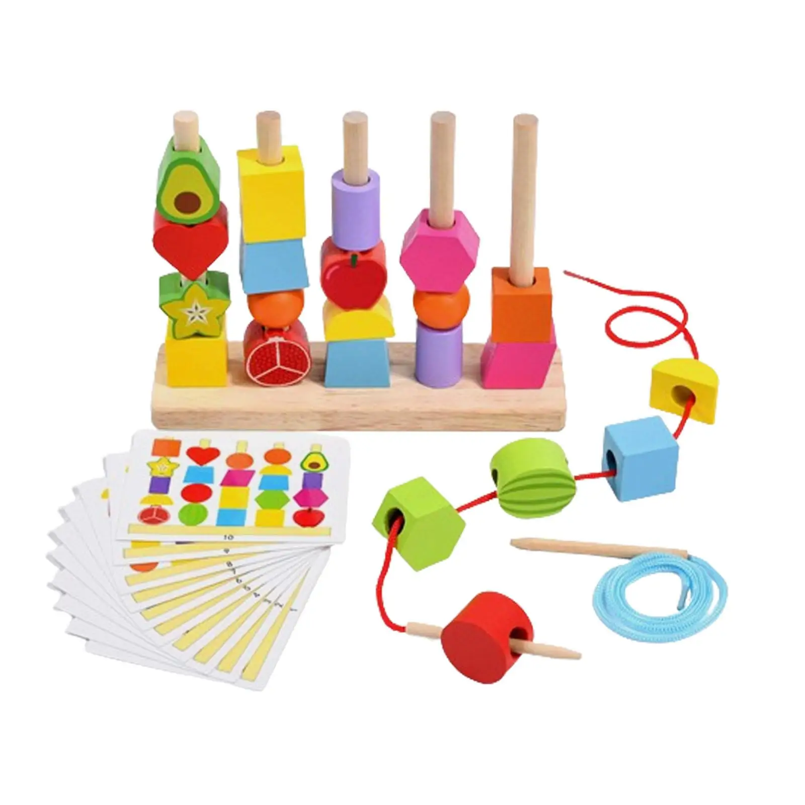 Juego de juguetes educativos Montessori para niños y niñas, juego de cuentas de madera para secuenciación, regalo de cumpleaños preescolar, 2, 3 y 4 años