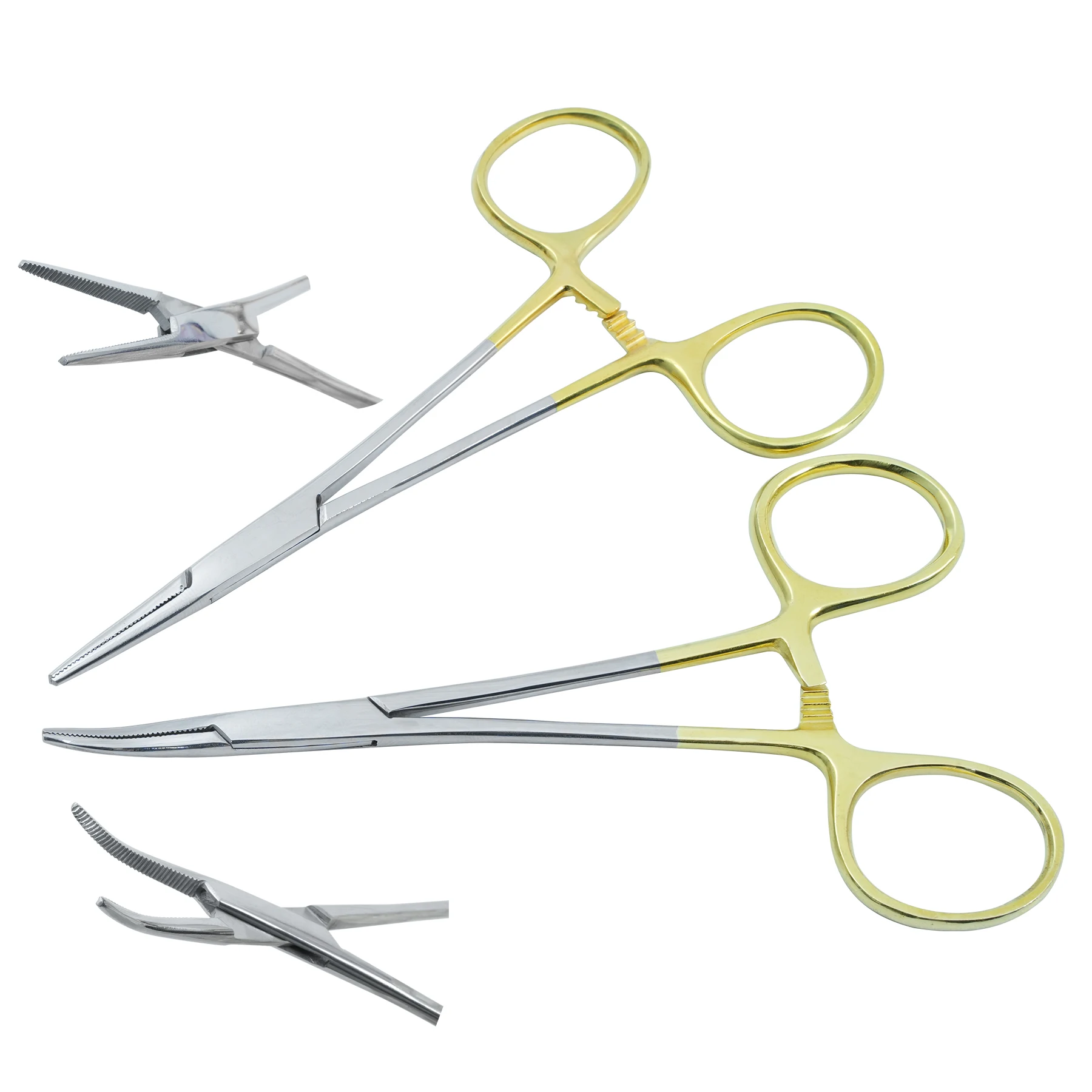 1PC Dental Needle Holder Plier 12.5cm Gold Dental Surgical Instrument Straight/Curved Tip Head Forcep Surgical Instrument