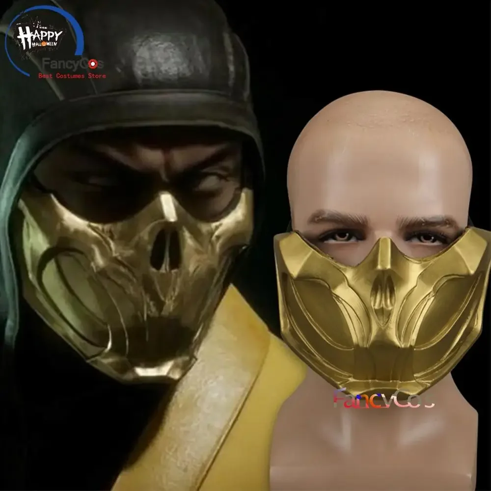 

Game Mortal Kombat 11 маска скорпиона полная Мужская Mk11 маска для косплея на половину лица реквизит для Хэллоуина Подарочная маска высокого качества