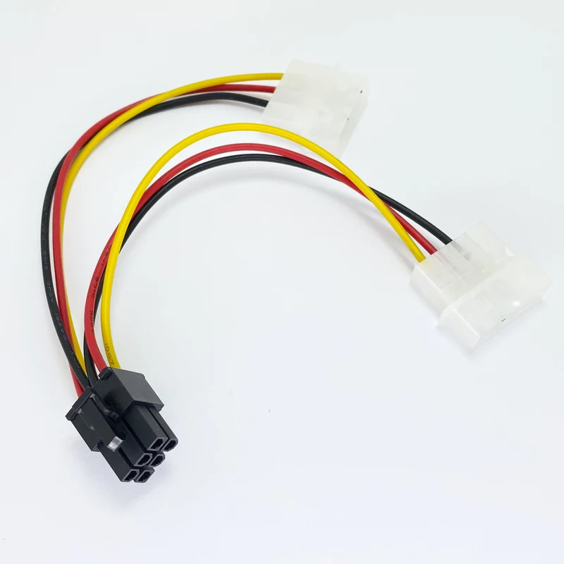 PCI-E 6 Pin to 2X 4 Pin Dual 4Pin Graphics Video Display Card Power Adapter Converter Cable