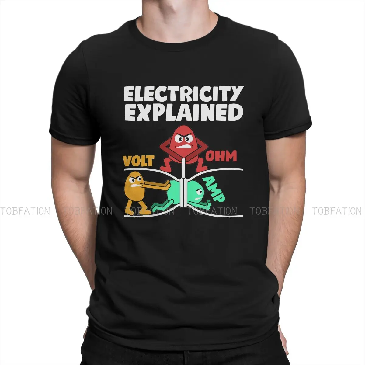 Funny Electrician Design Explains  Electrical Engineering Electricity Tshirt Top Cotton Oversized O-Neck Men\'s Casual Men Tshirt