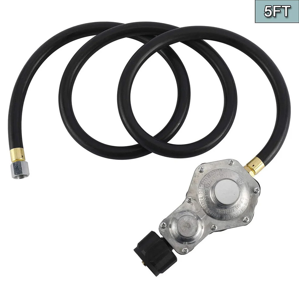 

Black 5FT Two Stage Propane Regulator With Hose Fit For Gas Generator Stove 5/8-18UNF Female Hose Low-Pressure Brazier Oven Part