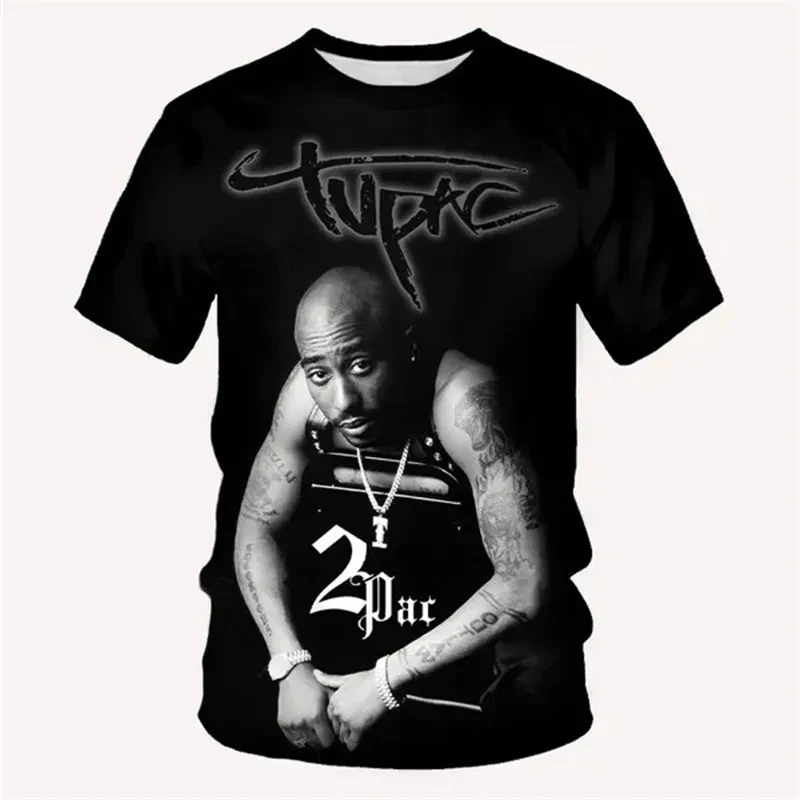 Summer Rapper Tupac 3D Print T-Shirts Streetwear Men Fashion Casual Oversized O-Neck Short Sleeved T Shirt Tees Tops Clothing