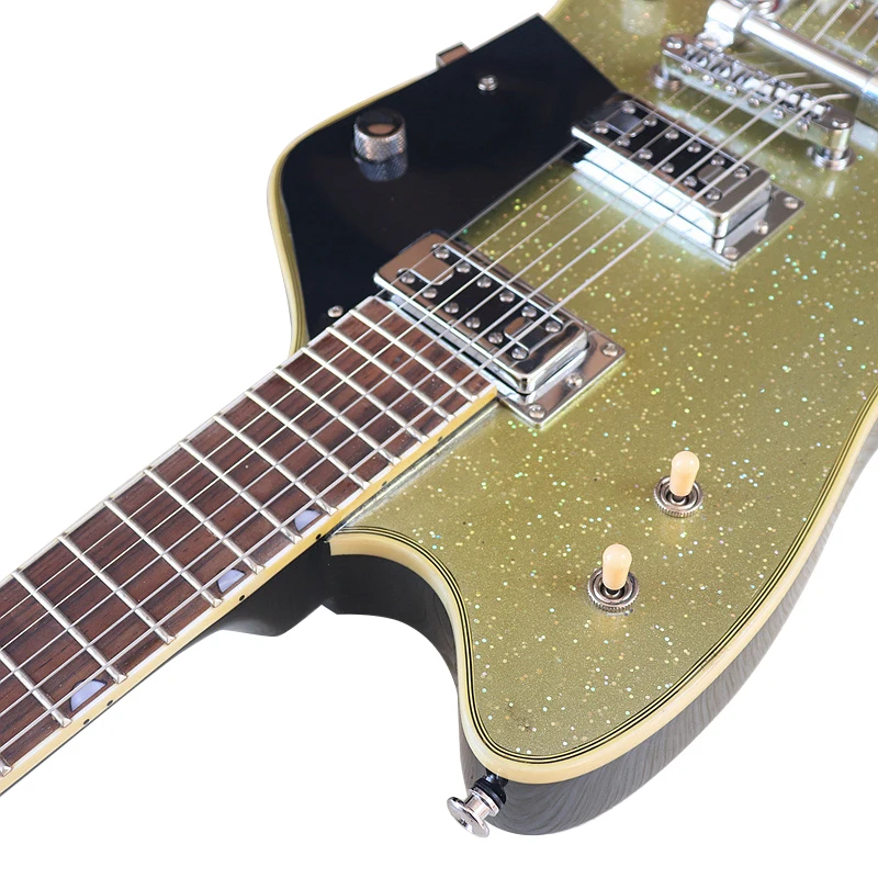 High Grade 6 String Metallic Big Sparkle Electric Guitar Bigs Tremolo Tailpiece Dark Fingerboard Thumbnail Inlay