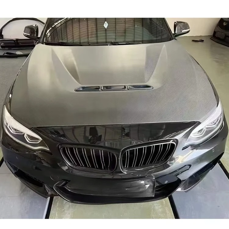 أجزاء تجديد السيارات غطاء محرك السيارة الأمامي من ألياف الكربون الحقيقية أغطية المحرك من ألياف الكربون لسلسلة 2 F21 F22 F87 M2 M2C CS Style