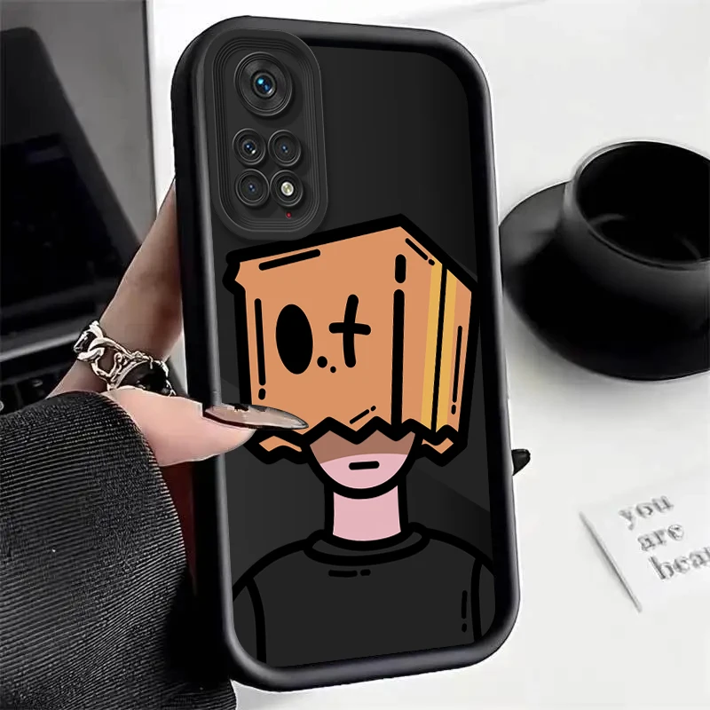 Note11 Cartoon Box Man Silicone Case For Xiaomi Redmi Note 10 10S 11 11S 7S 8 9 9S Pro Max 4G 5G Redmi 9A 9AT 9T 9C Square Cover