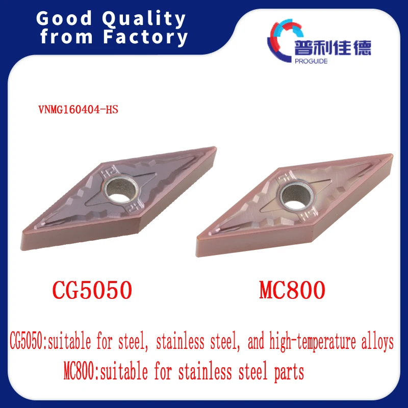 PROGUIDE VNMG160404 VNMG160408 HS CG5050 MC800 Turning Tool Holder Inserts CNC Lathe Cutter Cutting Carbide Blades