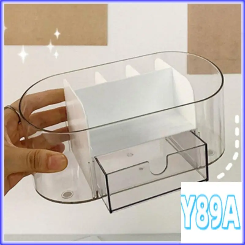 GO-1 PCS Clear Desk Organizer Acrylic Pen Pencil Marker Holder Desktop Organizer (Pink)