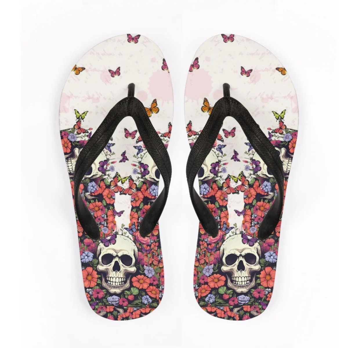 

Rose Skull Printed Designer Slippers for Women Men‘s Home Non-Slip Flip Flops Outdoor Vacation Beach Sandal Zapatillas De Mujer