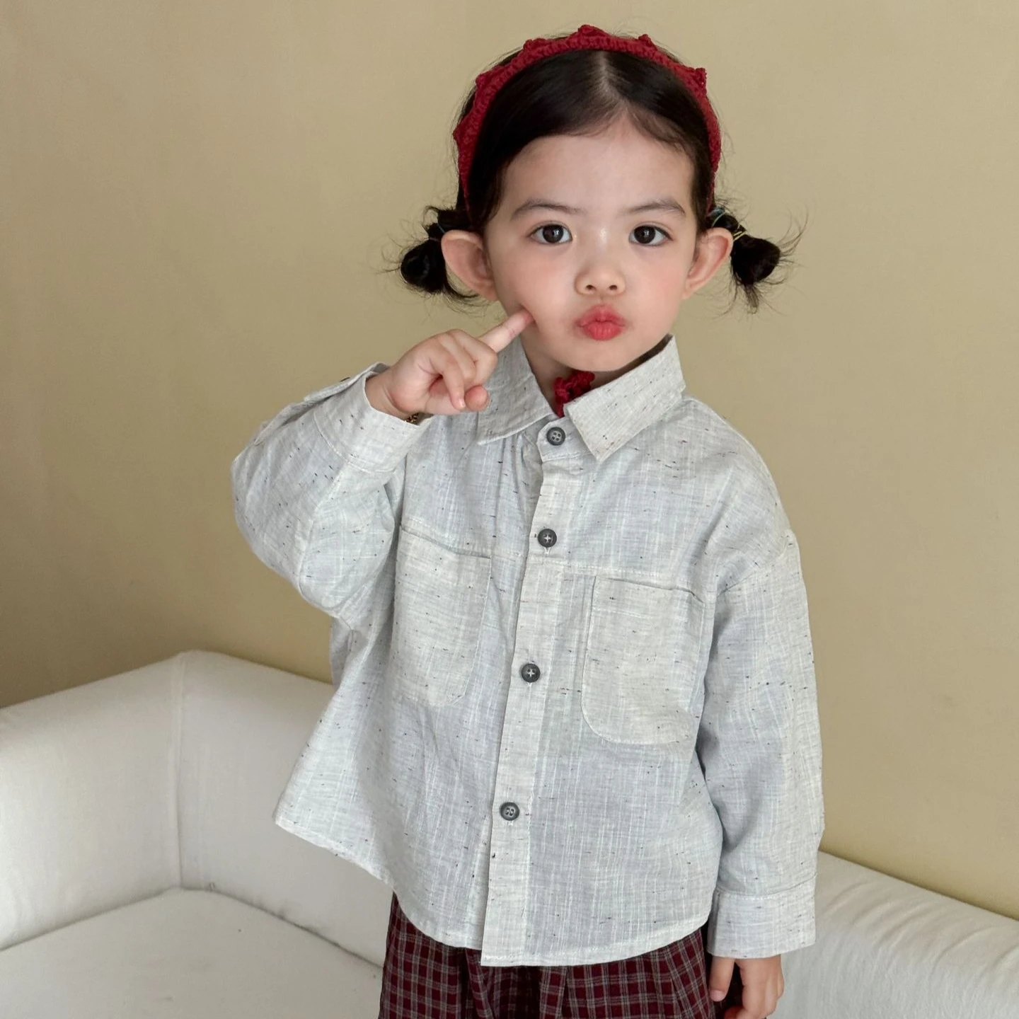 Shirt 2026 Spring and Summer New Children's Wear Korean Style Boys and Girls Foreign Style Cotton Loose Long-sleeved Shirt