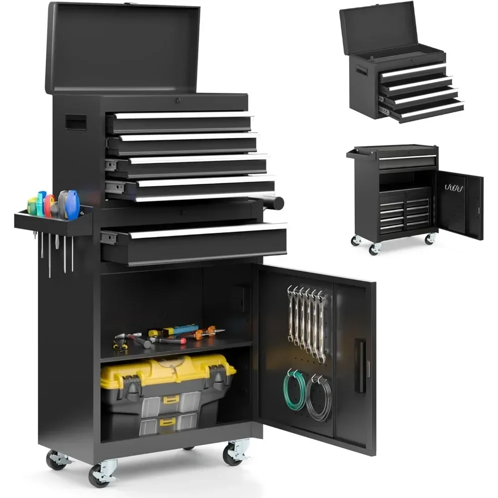 

Toolbox, 5-Drawer Rolling Tool Chests & Cabinets, Detachable Top Toolboxes and Lockable Wheels Tool Cart,