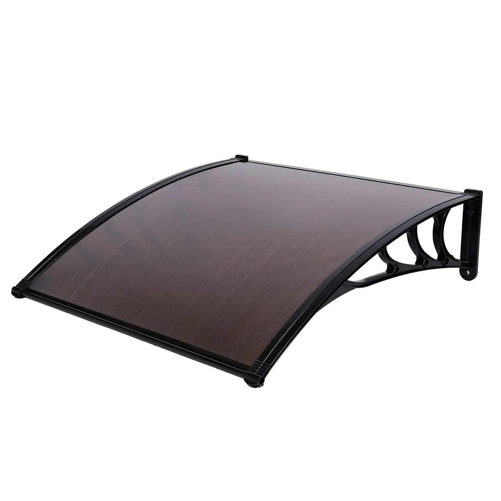 100x100cm Door & Window Rain Canopy Eaves Cover - Brown & Black Bracket for Household Use