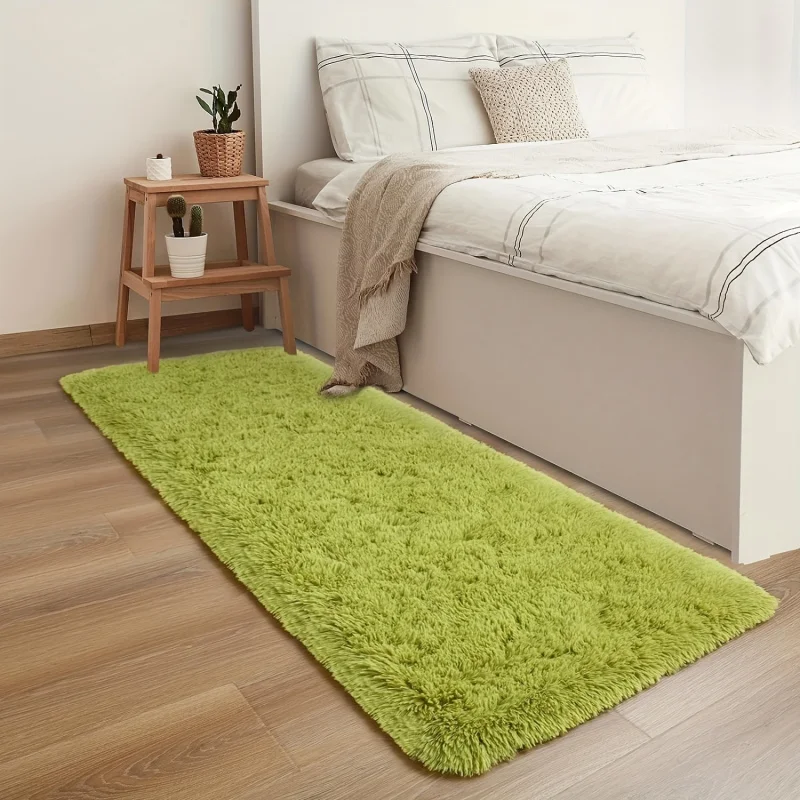 

VIKAMA Solid Colour Plush Rug Soft and Warm Non-Slip Bedroom Entrance Mat Bedside Rug Bathroom Mat Home Interior Decoration