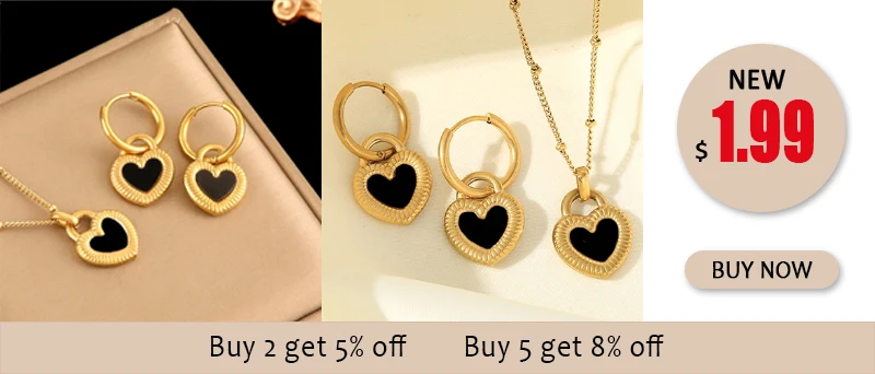 EILIECK 316L Edelstahl Herz-Blumen-Perlen-Halskette Ohrringe Set für Damen Mode-Schmuckset Wasserdicht Bijoux Femme – Detail 6