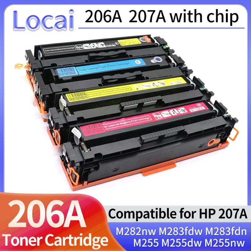 206a 207a Toner Cartridge Compatible for HP Laserjet Pro M255 M255dw M255nw MFP M282nw M283fdw M283fdn (With Chip  W2110A W2210A