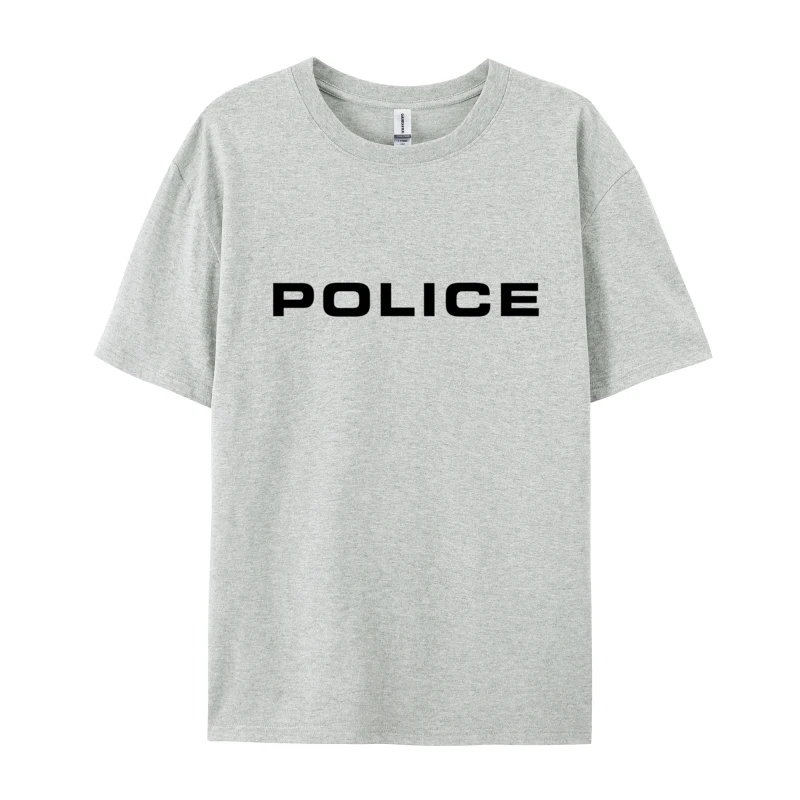 Camiseta con estampado de policía gráfico para adultos, camiseta negra de estilo Simple para hombre, Camiseta holgada personalizada de gran tamaño