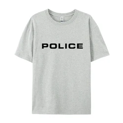 男性用特大警察Tシャツ,だぶだぶの黒Tシャツ,シンプルなスタイル,グラフィックプリント,大人用Tシャツ