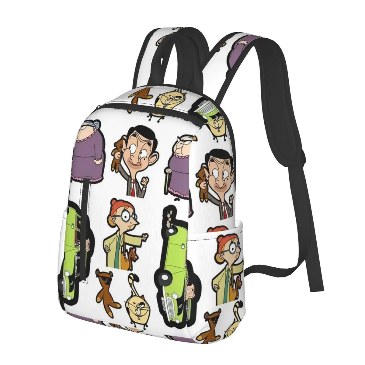 

Mr. Bean Cartoon Student Backpack School Bag Hiking Travel Daypack for Boys Girls Fashion Bookbag Shoulder Bags