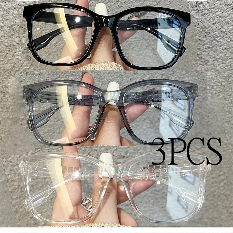 3 Stück Anti-Blaulicht-Brille für Damen mit regulärem Brillengestell, fertiger Retro-Flachlichtrahmen