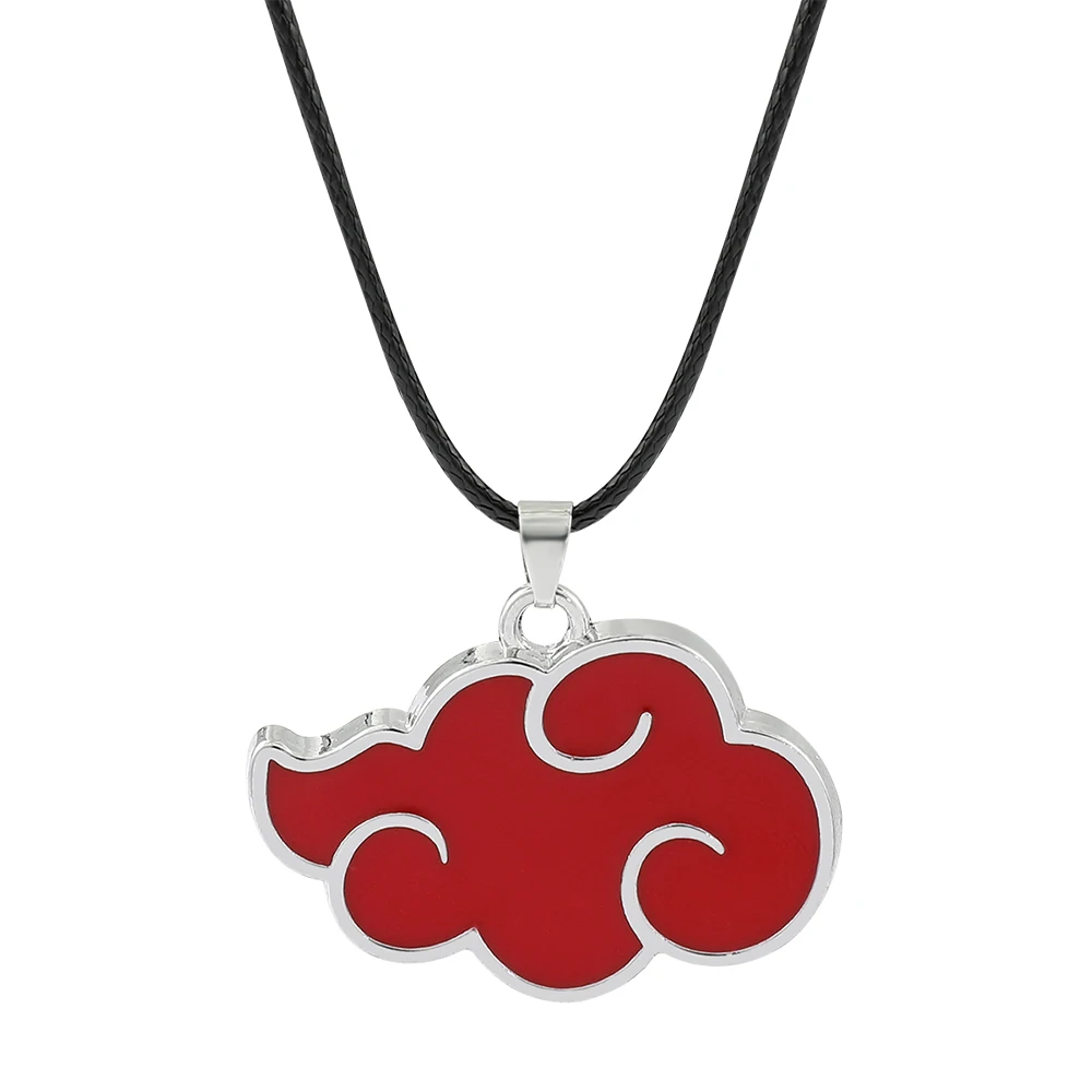 Japanese Anime Naruto Cosplay Akatsuki Organization Red Cloud Logo Pendant Necklace Anime Peripheral Accessories