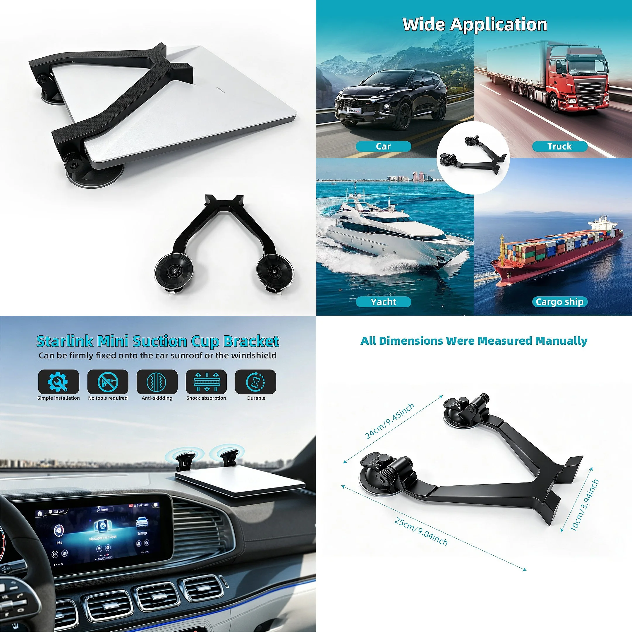 Latest Starlink Mini Double Suction Bracket, Powerful Suction Metal Sunroof Cup Mounting Kit, Easy to Install
