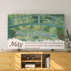 GoodTop TV Cover Oil Painting Wind Flannelette Print Dust and Sunscreen Cover Flat Curved Surface Monitor Protection Cover