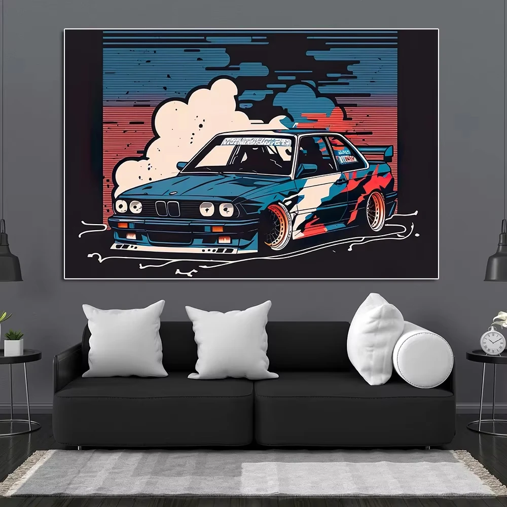 Large Size Retro Sports Car Poster Classic Luxury Racing Graffiti Canvas Painting Supercar Watercolor Wall Art Room Home Decor