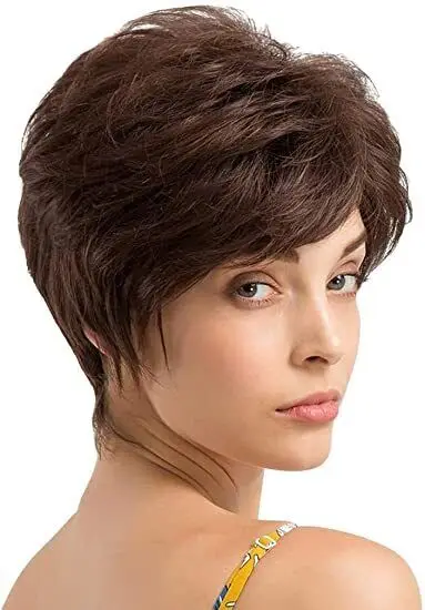 

Dark Brown Short for Women Pixie Cut Synthetic Wigs Natural for Daily Wear