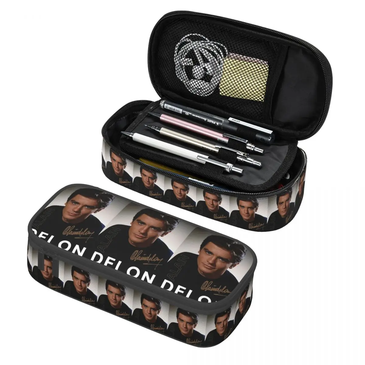 

Alain Delon Actor Pencil Cases Pen Holder Storage Stationery Supplies Large Capacity Pen Box Pencil Bag for Kids