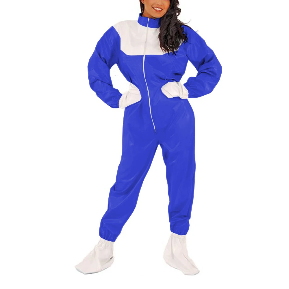 Sexy Glossy PVC Full Jumpsuit, Rompers, Faux Leather, Long Sleeve, Hand Gloves, Foot Cover, Exotic, Front Zipper, Body Suit,