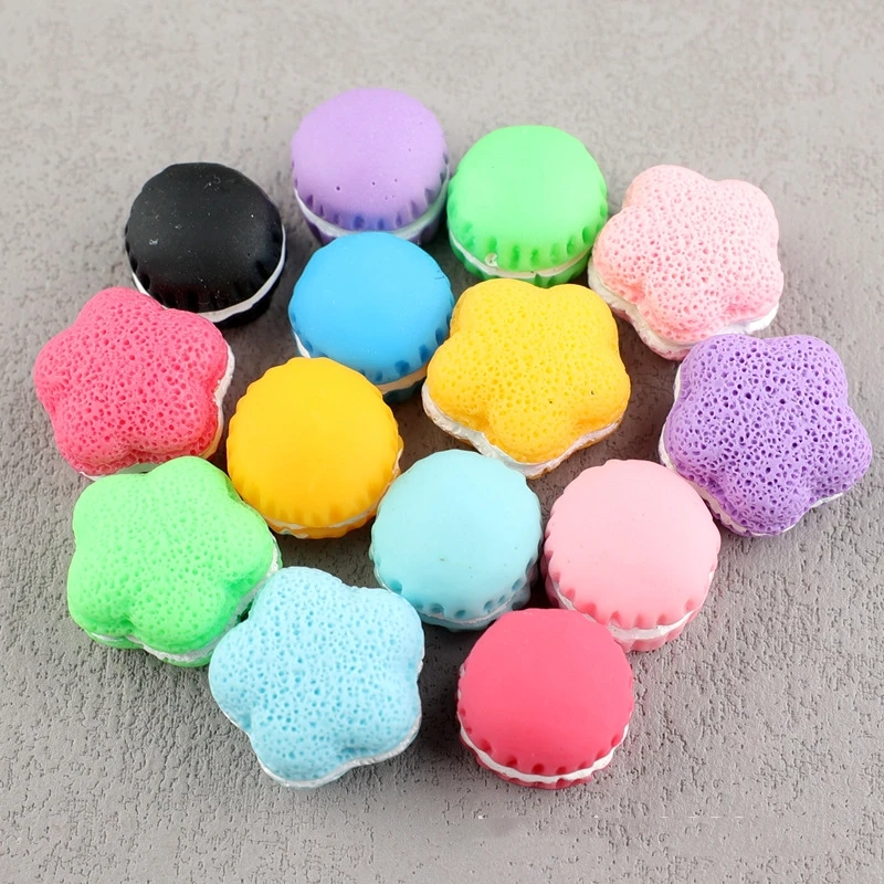 10pcs Macaron Resin Flatback Cabochons for DIY Crafts Making Colorful Simulated Cookies Foods 3D Macaron Embellishments Charms