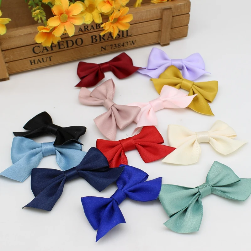 10/30PCS 40*55mm Satin Ribbon Bows Decoration Gift Wrapping Small Bowknot Flower DIY Bows For Craft Wedding Bow Birth