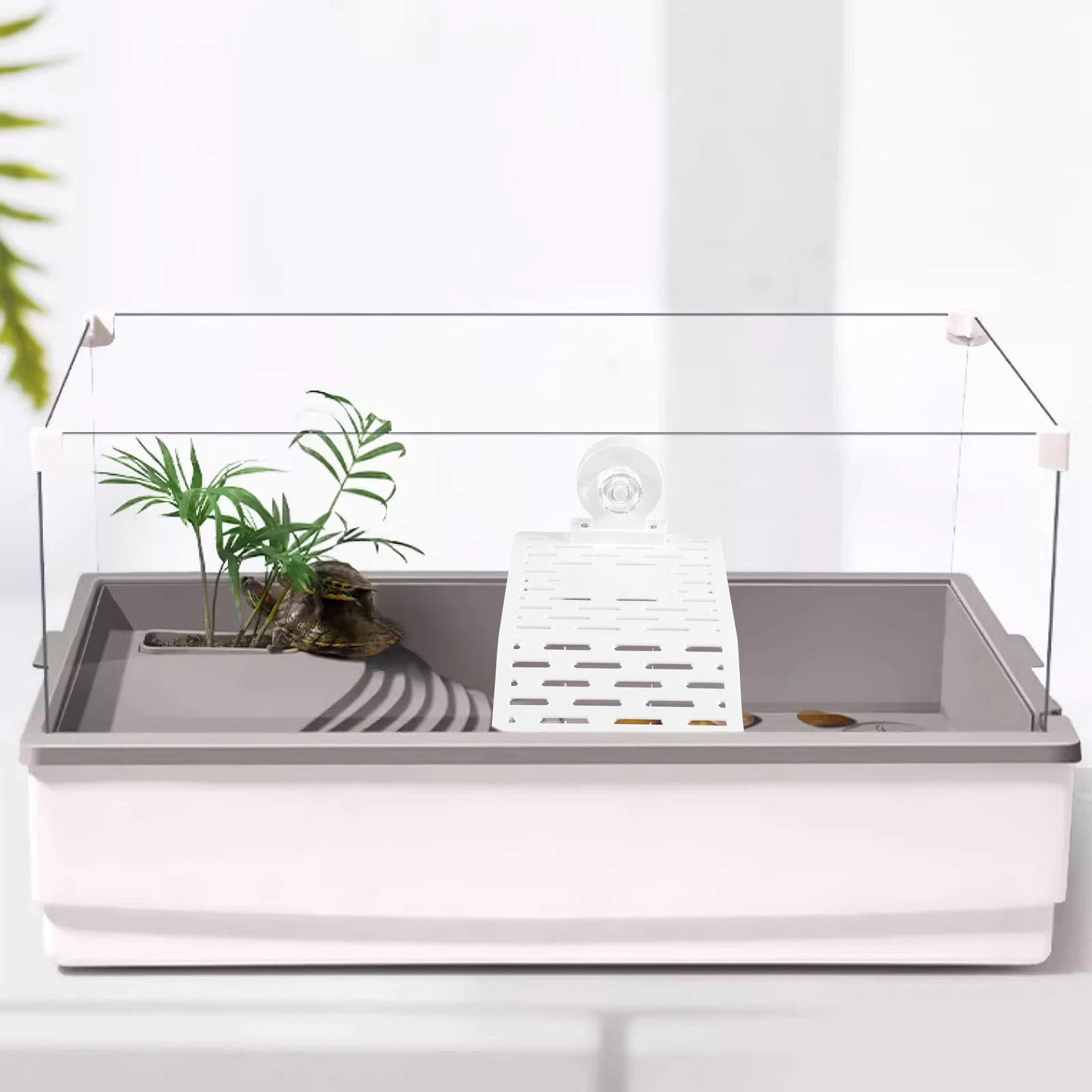 

Turtle Basking Platform White Medium Size Suction Cup Floating Climbing Accessories Aquatic Tanks Aquarium Leaf Habitat