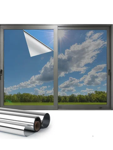 Window Privacy Film One Way Daytime Privacy Self-adhesive Vinyl Sun Blocking Anti UV Reflective Window Tint for Home and Office