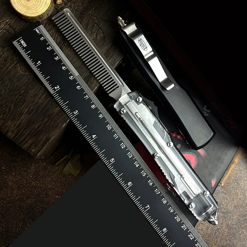 

UT Stainless Steel Tool Comb，Multi Style Fully Automatic Technology Spring Comb, Straight Jump, Aviation Aluminum Handle, EDC