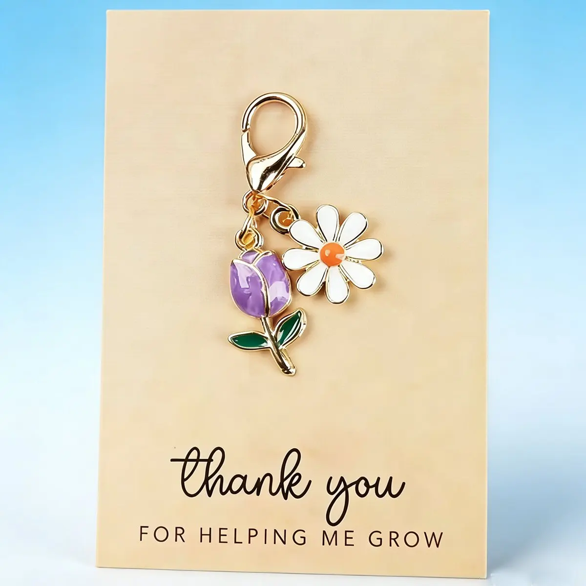 4 Sets Thank You Cards with Keychains