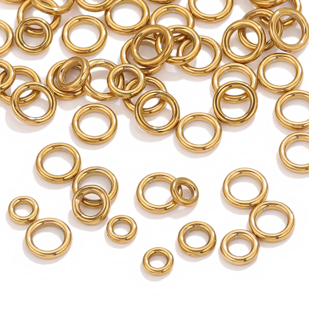 50 stücke Edelstahl Geschlossen Gelötet Jump Ringe Gold Farbe Kreis Charms DIY Halskette Armband Für Frauen Schmuck Erkenntnisse