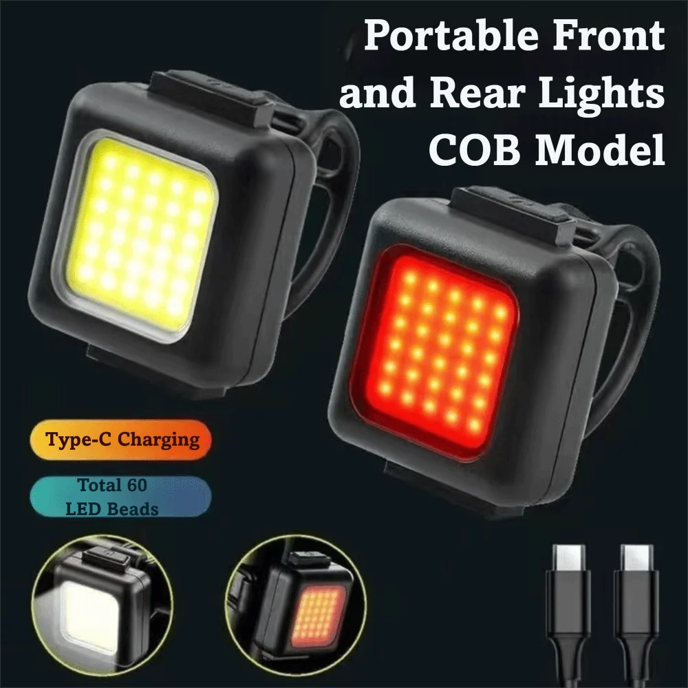 2pcs USB Rechargeable Mountain Bike Light Waterproof Easy Mount Bicycle Light Combination Super Bright Mini LED