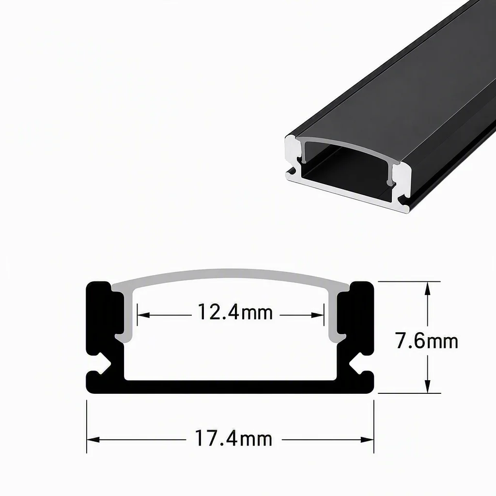 10-Pack Premium 1M Black Aluminum Channels for LED Lighting (LED Strips Not Included) - Snap-in Design for Secure Fit, Convenient Replacement & Maintenance Cabinet Closet Bar Lamp
