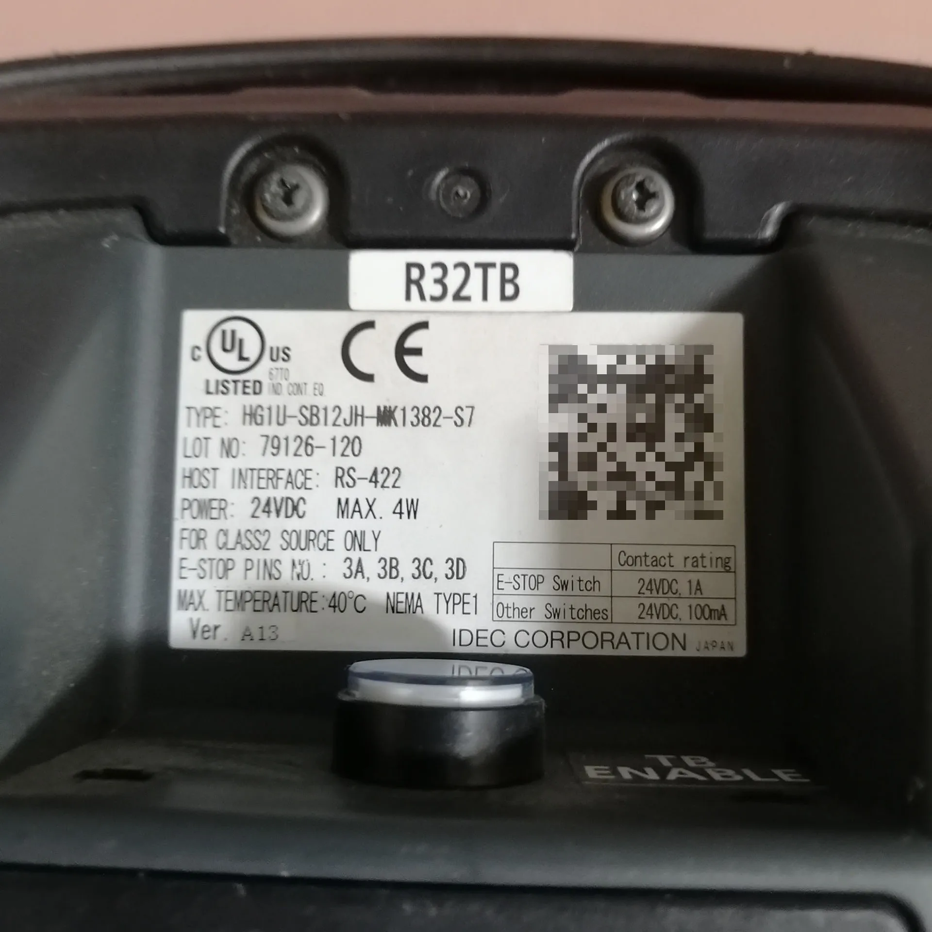 R32TB HG1U-SB12JH-MK1382-S7 ティーチペンダント 保証付き