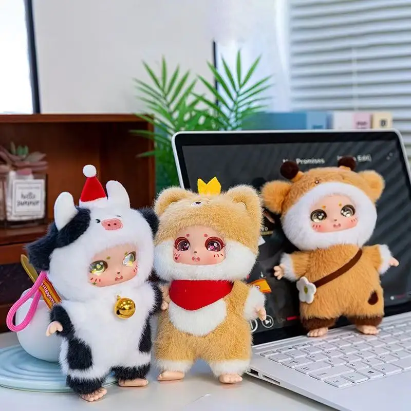 15cm Simulation New Deer, Kitten, Cow Backpack Pendant Doll Stuffed Plush Toy Cartoon Anime Cute Gift for Friends Fun Doll