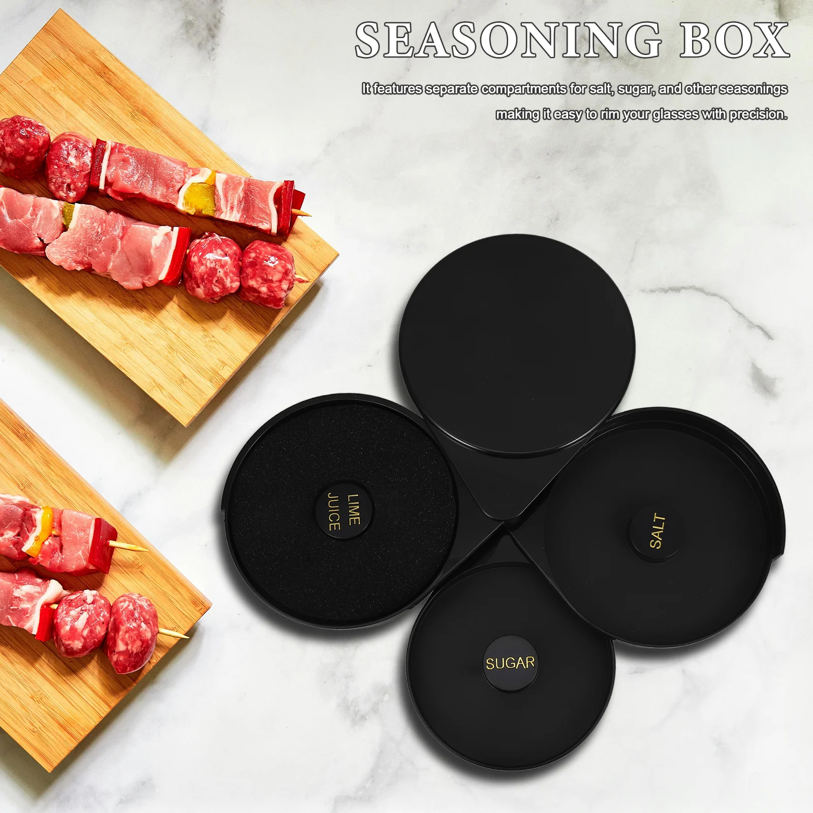 صندوق ريمر ملح الكوكتيل البلاستيكي 3-Tier تصميم نادل ملحق لمارغريتا والكوكتيلات شريط المنزل ملحقات الكوكتيل