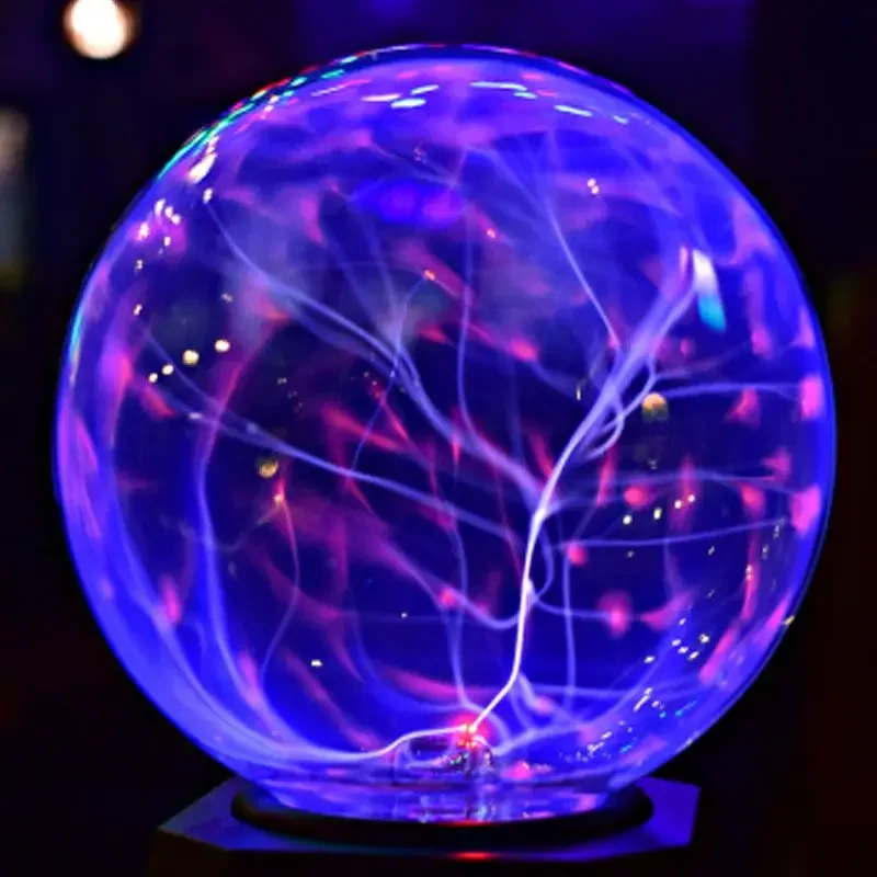 Bola de Plasma USB electrostática, esfera de luz de cristal, Bola de lámpara de escritorio, fiesta de Navidad, sensible al tacto, productos para el hogar, 5 in