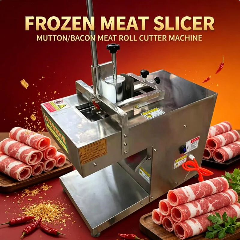 Automatic Frozen Meat Slicing Machine  Meat Slicer Sausage Bacon Beef Mutton Slicing Cutting Machine