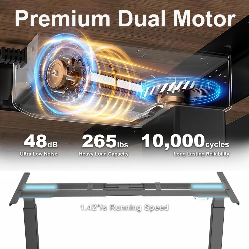 مكتب قائم كهربائي مع سطح سميك من ألياف الكربون وإطار تثبيت قياسي، مكتب ألعاب مقاس 55 بوصة، و4 إعدادات للذاكرة #6
